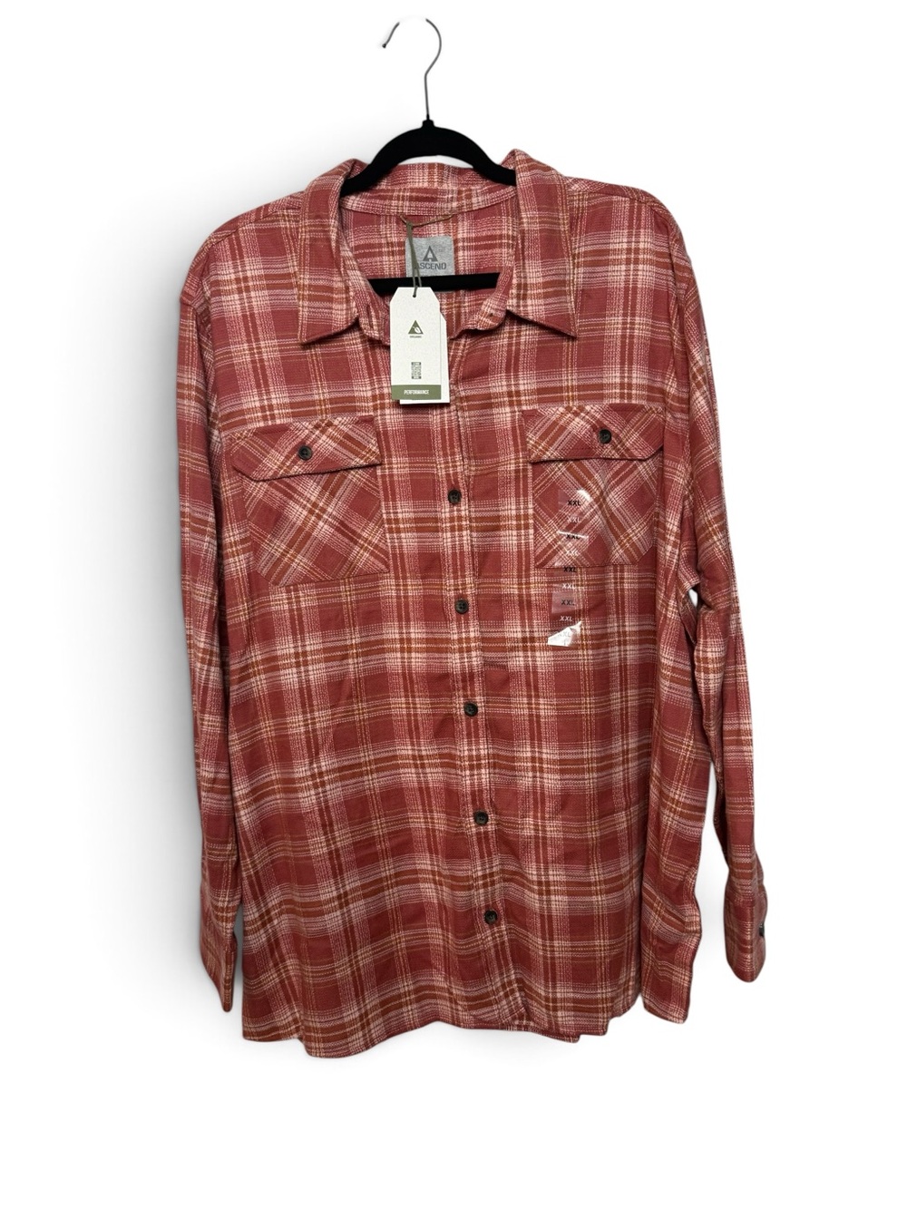 Ascend Women XXL Marsala Plaid Flannel Shirt NWT